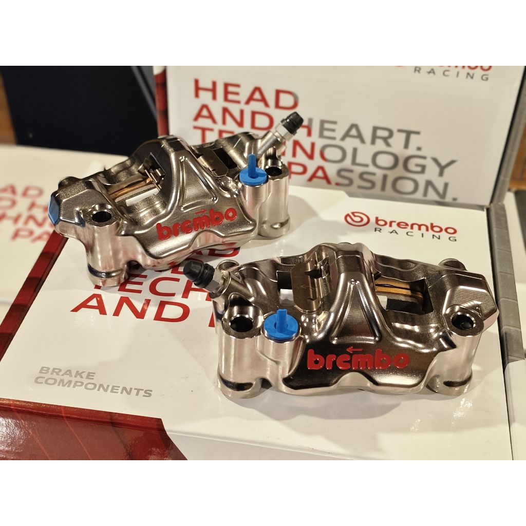 ของแท้100% Brembo GP4-RX 108mm 4POT สี Nickel ปั๊มเบรกล่าง สำหรับ Harley Davidson