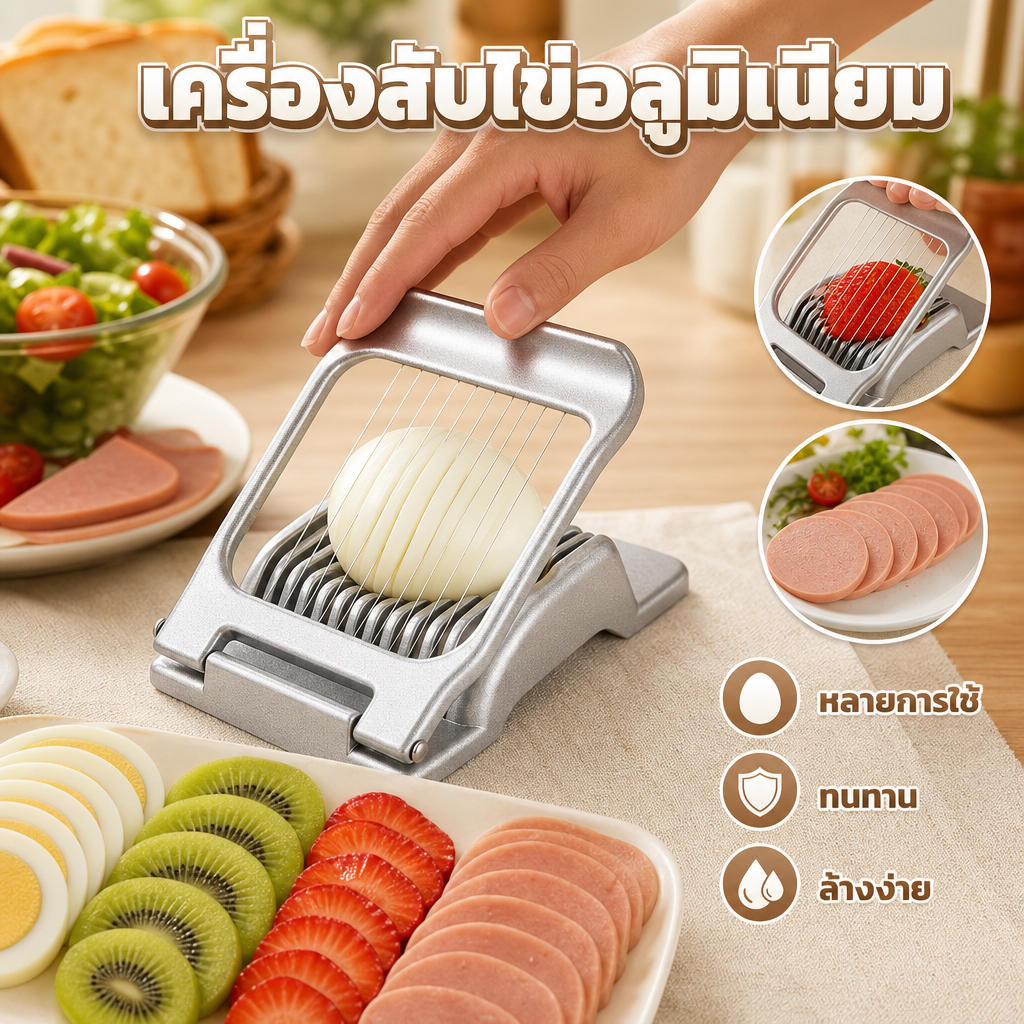 ที่ตัดไข่ต้ม สแตนเลส Food Grade ที่หั่นไข่ อุปกรณ์ตัดไข่ต้ม อโวคาโด กล้วย ใช้งานได้เอนกประสงค์