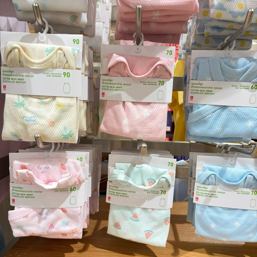 Uniqlo ชุดบอดี้สูท ผ้าคอตตอลตาข่าย แขนกุด ของใหม่ ไซด์ 60/70/80/90 พร้อมส่ง