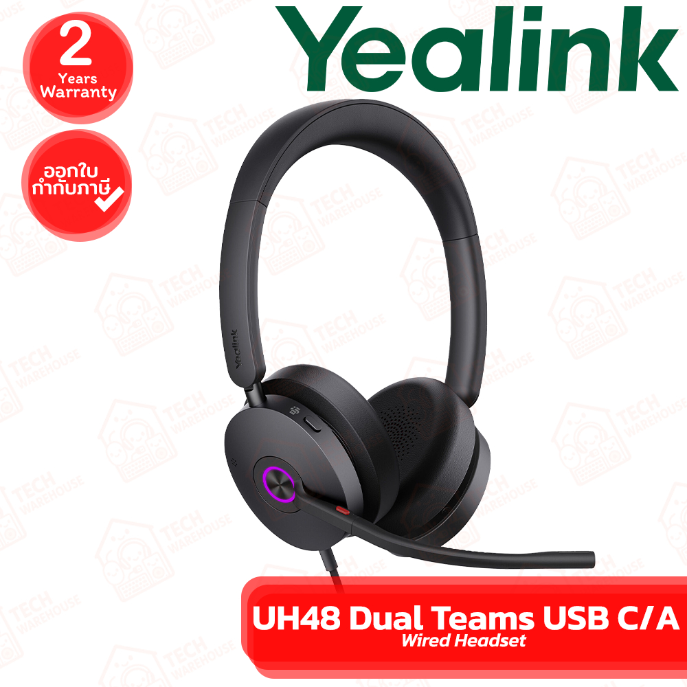 Yealink UH48 Dual Teams USB C/A Wired Headset หูฟังมีสาย พร้อมไมโครโฟนตัดเสียงรบกวน ของแท้ ประกันศูน