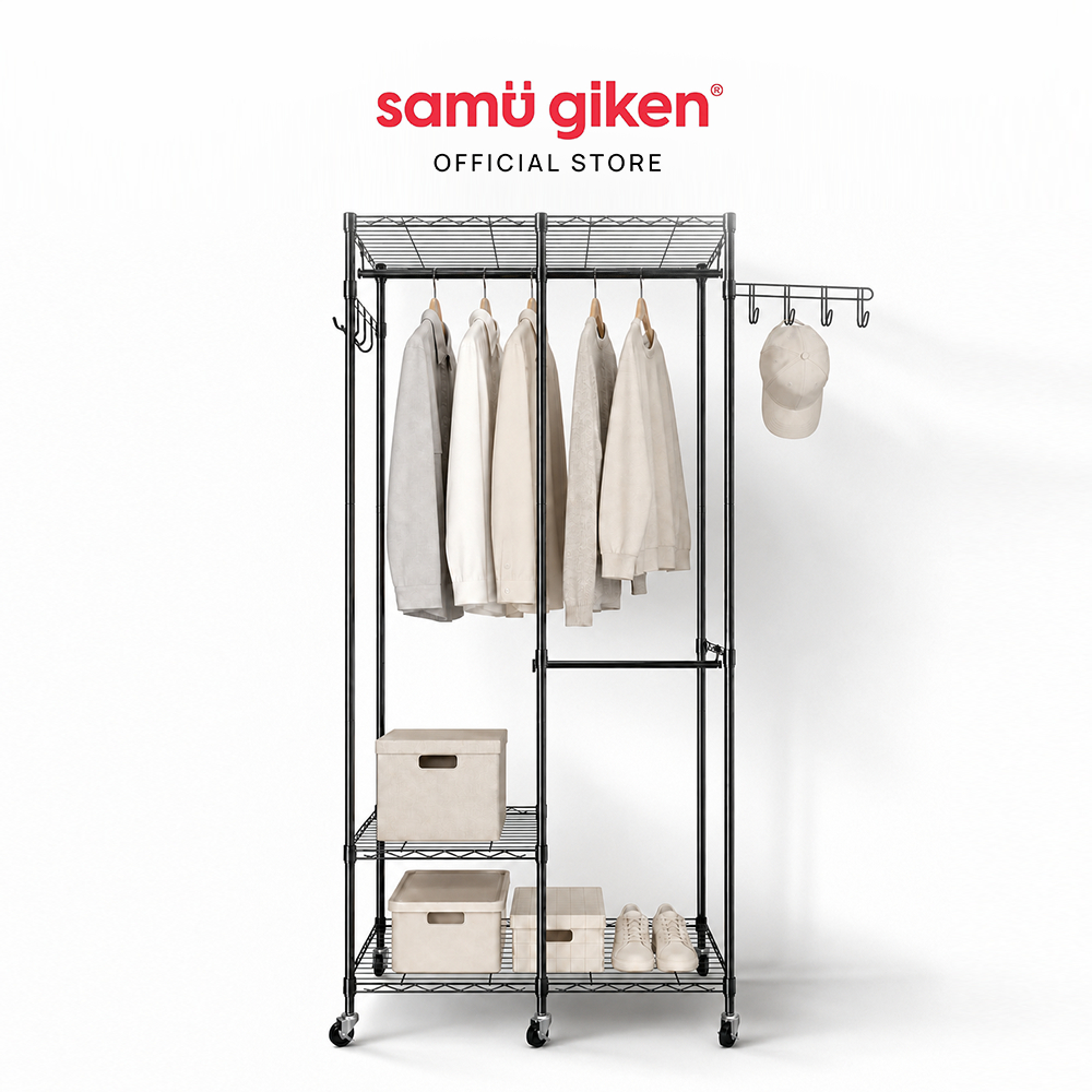 Samu Giken โครงตู้เสื้อผ้า ขนาด80x40x180ซม. แข็งแรง รับน้ำหนักดี ประกอบง่าย ราวแขวนผ้า ประหยัดพื้นที่