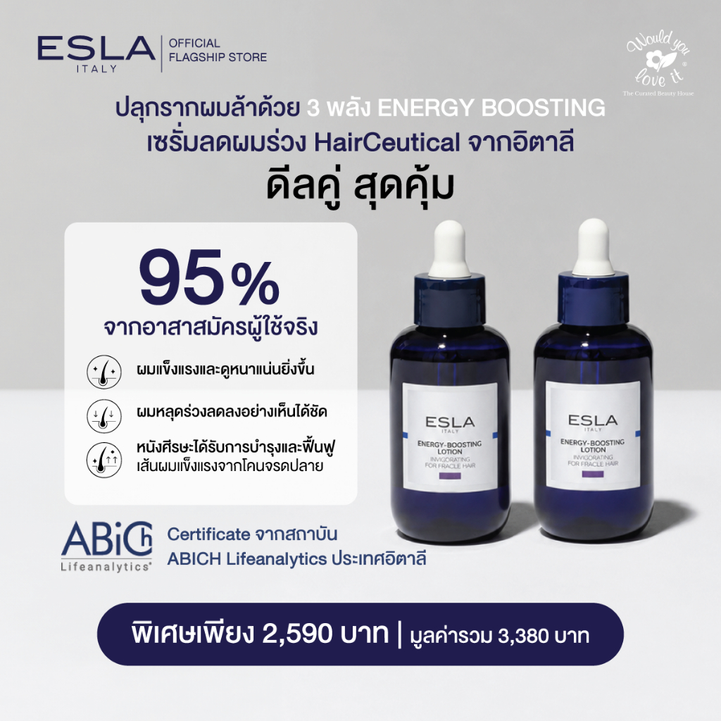 ESLA (ดีลคู่ สุดคุ้ม) ENERGY - BOOSTING LOTION โลชั่นบำรุงลดผมร่วง