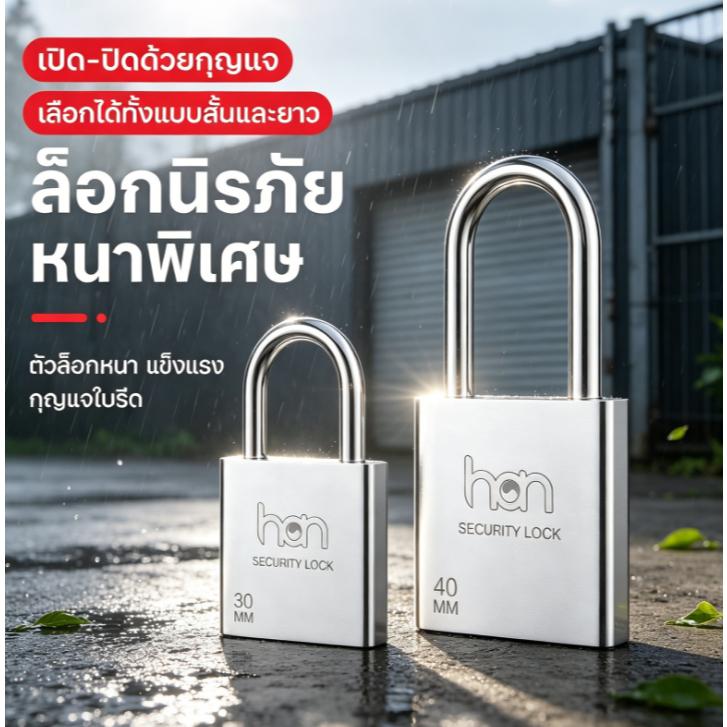 ล็อกกุญแจนิรภัย ตัวล็อกเหล็กหนา แข็งแรง กันน้ำกันสนิม ห่วงล็อกสั้น ยาว เลือกใช้งานล็อกประตูรั้ว ตู้เก็บของ โกดัง COD