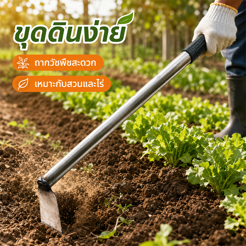 จอบพร้อมด้าม เหล็กแมงกานีสสะดวกในกา จอบเล็ก จอบพร้อมด้าม เหล็กแมงกานีส