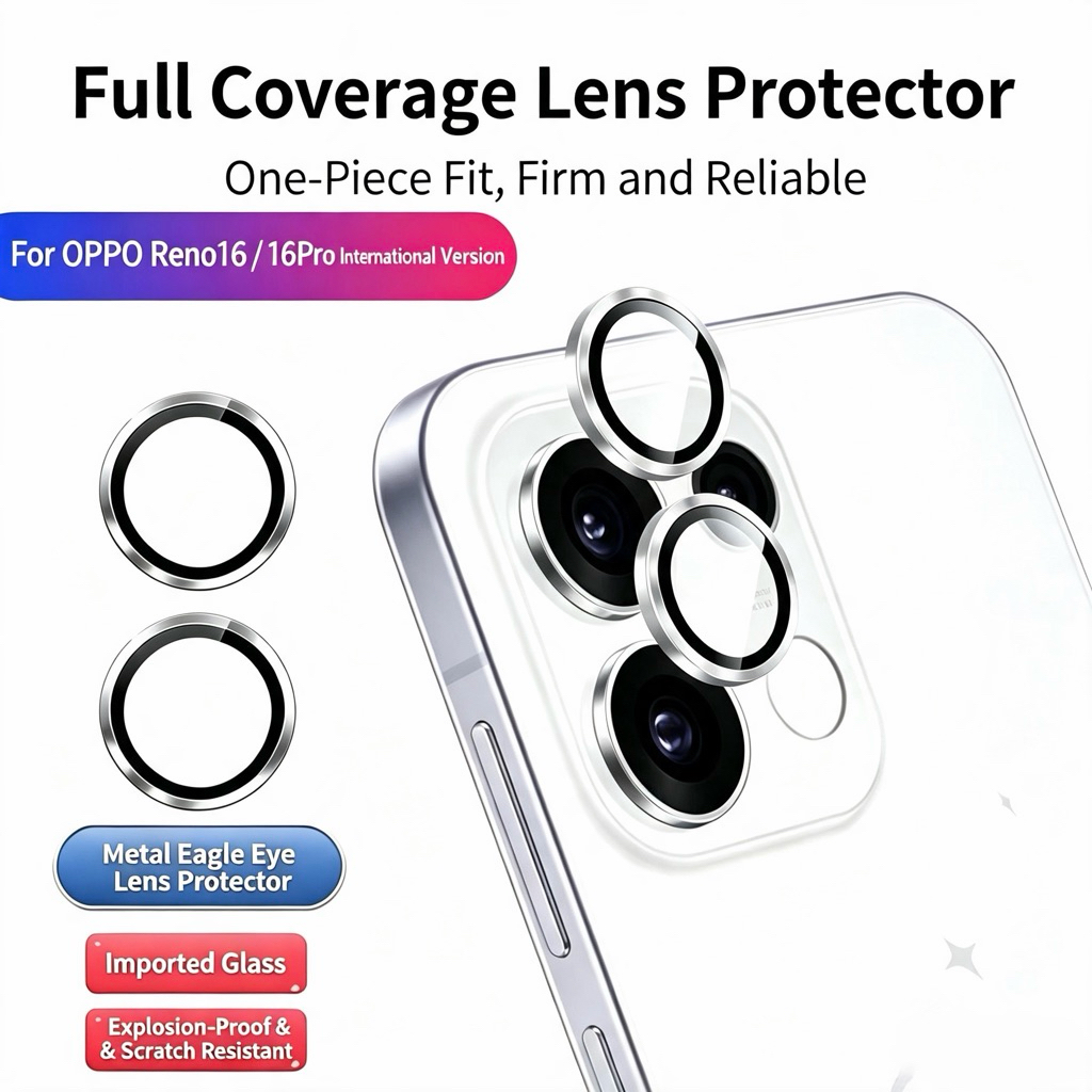 ฟิล์มเลนส์กล้องสี ครอบกล้อง สำหรับรุ่น Reno16 16F 16Pro ป้องกันเลนส์