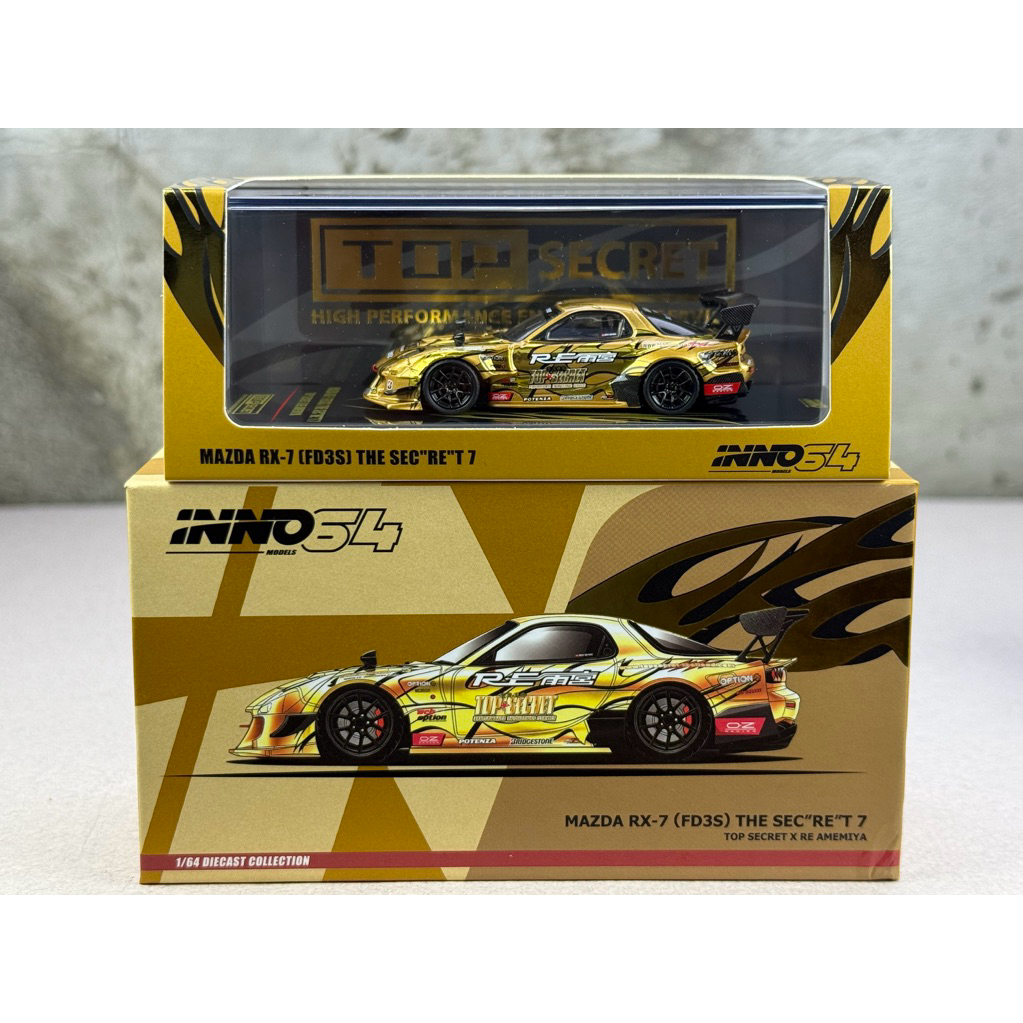 ▫️กล่องทึบ Mazda RX7 FD3S The Sec RE T 7 Top Secret Scale 1:64 ยี่ห้อ Inno 64