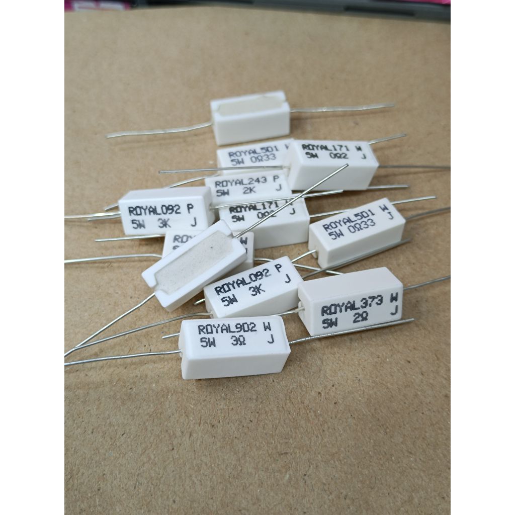 แพ็ค2ตัว/ 5W ตัวต้านทานเซรามิก 0.2E, 0.33E, 2E, 3E, 2K, 3K Resistor Ceramic 5W พร้อมส่ง
