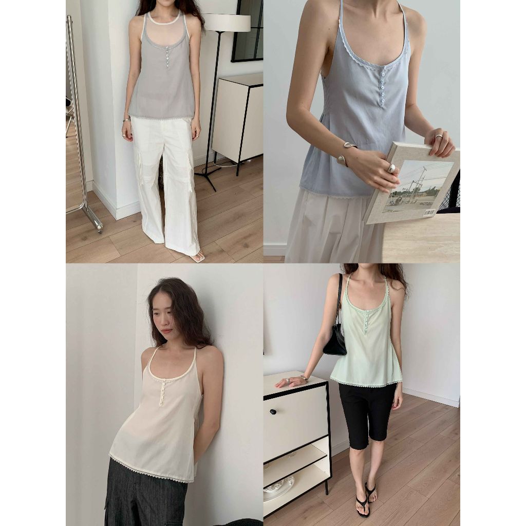 INBYIN - เสื้อสายเดี่ยวลูกไม้ไขว้หลัง CROSS-BACK LACE CAMI - I4238