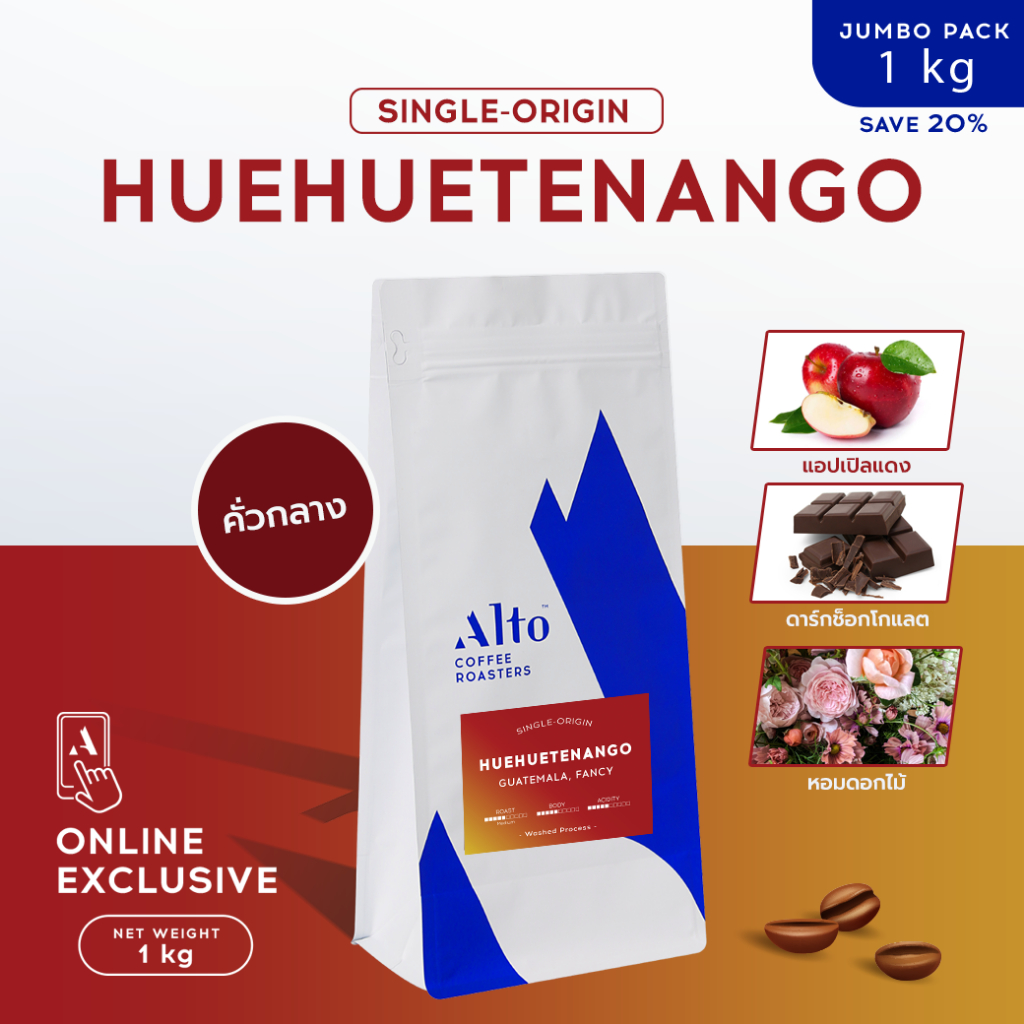 Alto Coffee เมล็ดกาแฟ คั่วกลาง 1 kg - Huehuetenango, Guatemala กัวเตมาลา