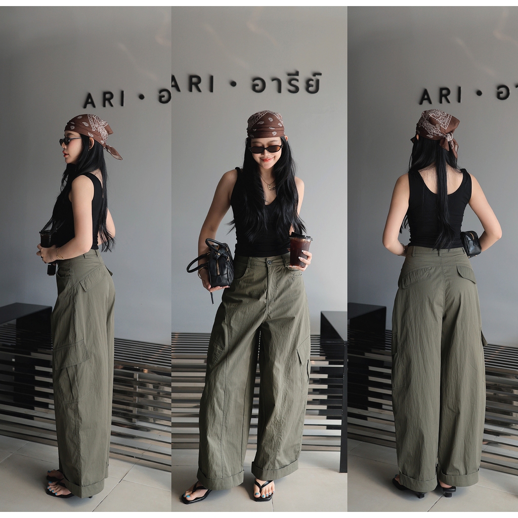 N7923 JOY PANTS - มี 4 สี : WHITE, BEIGE, OLIVE,LIGHT GREY - Numberseven