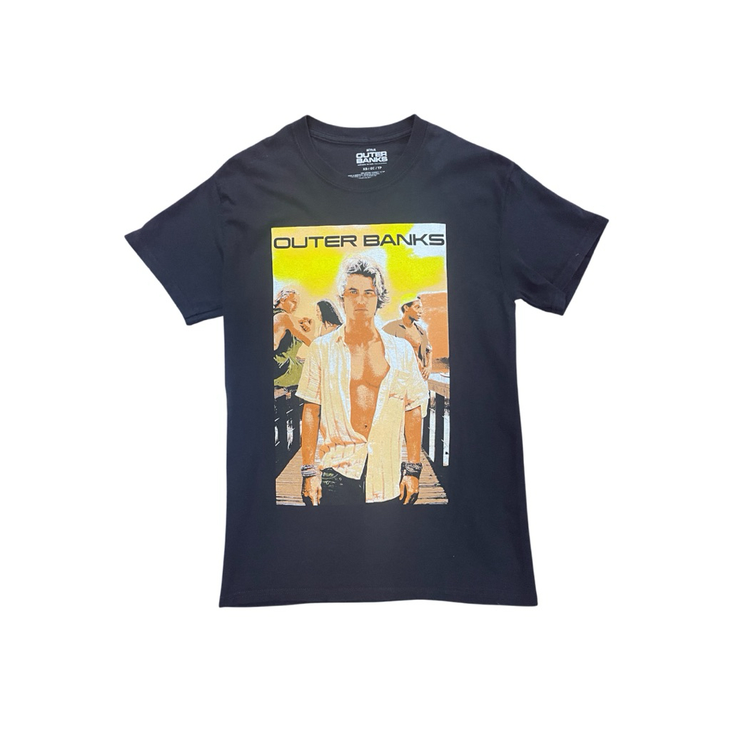เสื้อยืดวินเทจ OUTER BANKS เท่เท่ โทนสีดำ