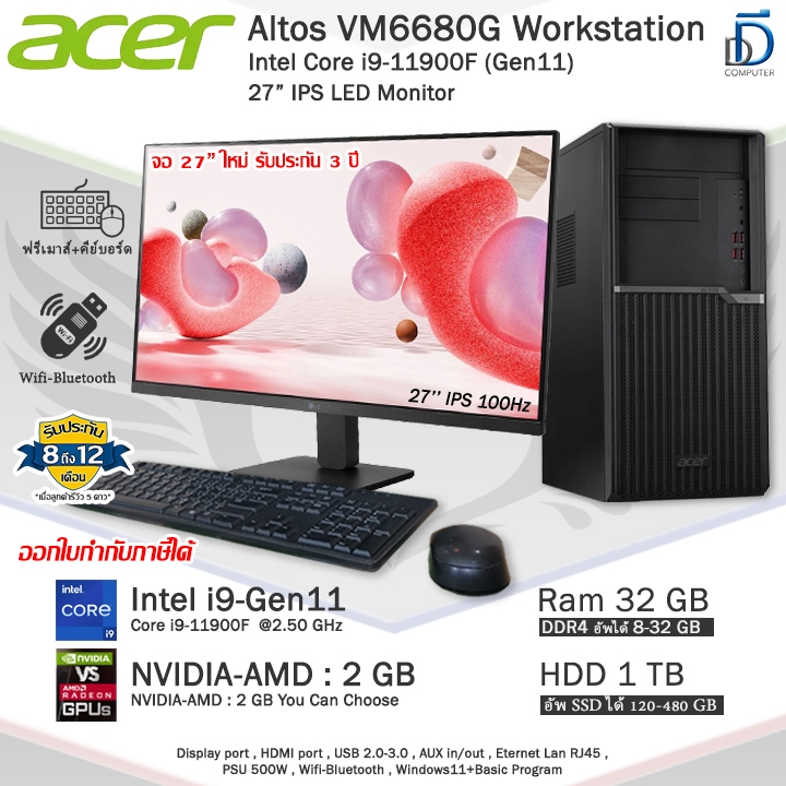 Acer Altos VM6680G Core i9-11900F(Gen11) CPUแรงอัพการ์ดจอได้ คอมพิวเตอร์มือสองสภาพสวยพร้อมใช้งาน