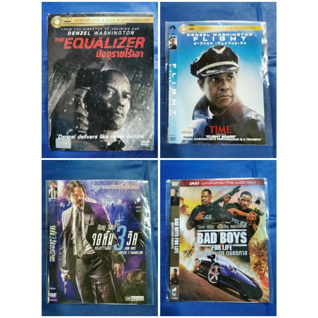 DVD **แท้** : (หนังซอง)​ Equalizer 1, Flight , John Wick 3, Bad Boys 3// มีเสียงไทยเท่านั้น