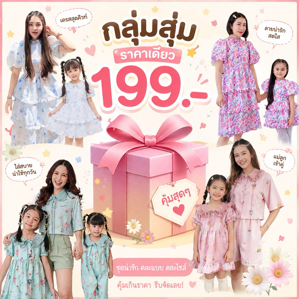 กลุ่มสุ่มชุดครอบครัวราคาพิเศษ199฿.