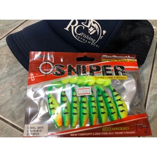 ปลายาง Sniper 3 นิ้ว หางโบก (8 ตัว/ซอง) เหยื่อปลอม PVC Sniper Soft Bait 3" Paddle Tail