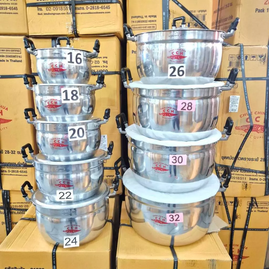 CCH.หม้อต้มรุ่นหนา ตราจระเข้ ต้มแกง สินค้าคุณภาพงาานแท้ หม้อ2หูตราจระเข้มีหลายขนาดให้เลือกครับ