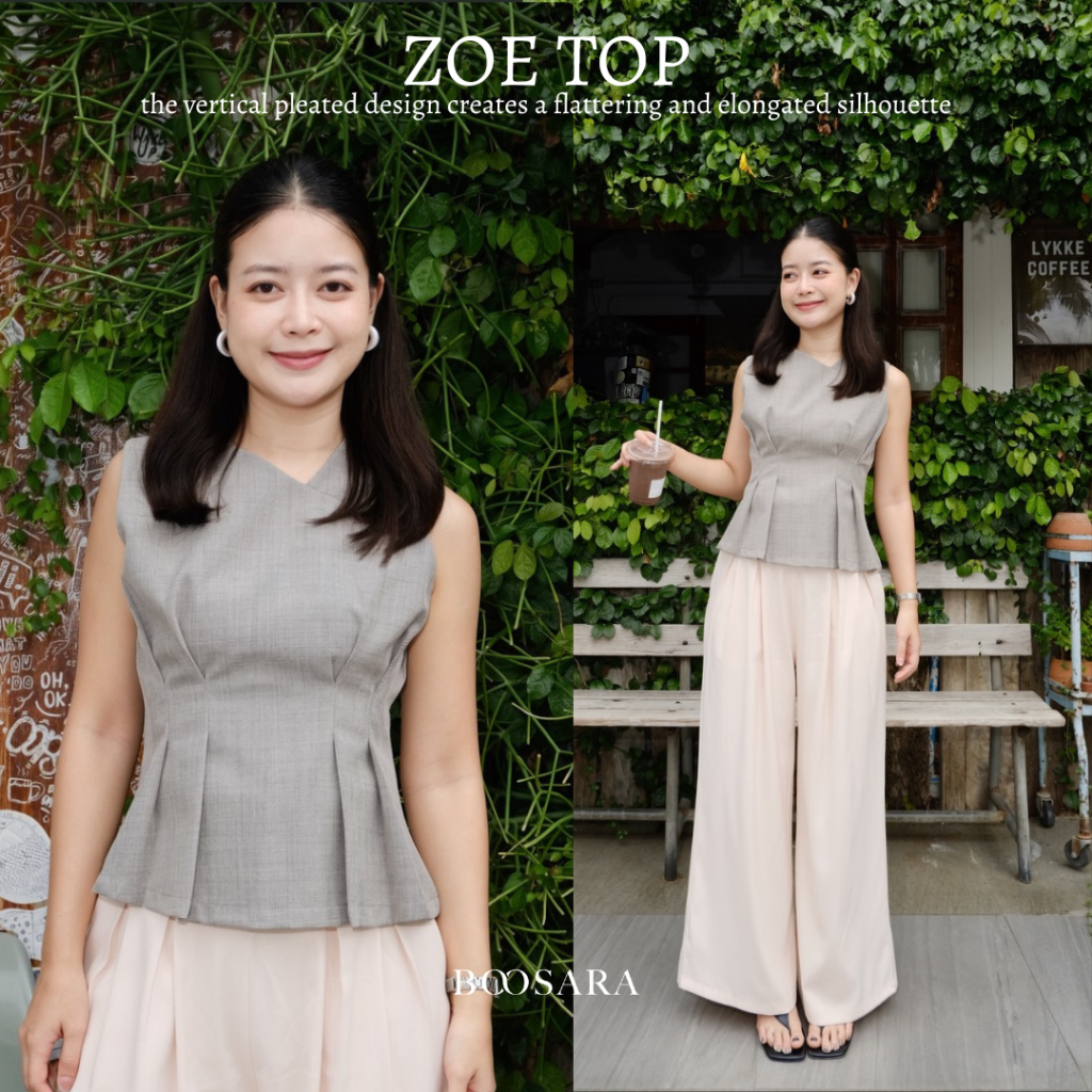BOOSARA : Zoe Top (โซอี้) เสื้อแขนกุด ใส่ไปเที่ยวไปคาเฟ่น่ารักๆ เสื้อผ้าผู้หญิง- BSR C.