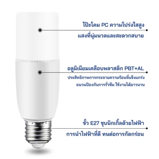 หลอดไฟ LED STICK ทรงกระบอก ขั้ว E27 40วัตต์/60วัตต์/80วัตต์/100วัตต์ สีขาว หลอดไฟประหยัดพลังงาน หลอดไฟในบ้าน