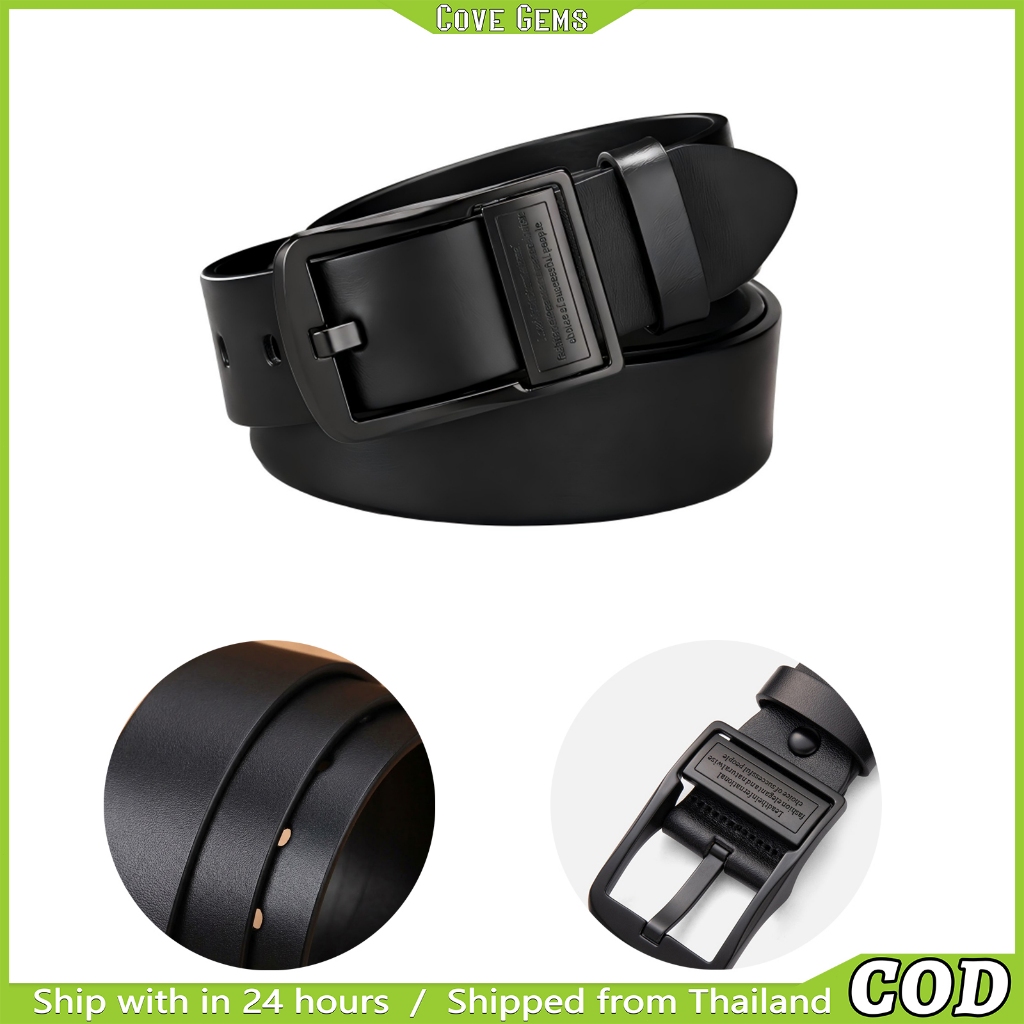 Men's leather belts เข็มขัดผู้ชาย สีดำ ทนทาน ✨เข็มขัดหนังแท้ 110/120/130cm สำหรับผู้ชายที่มีสไตล์ ใส่ทำงาน ของขวัญคุณพ่อ