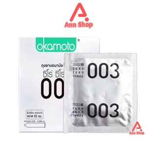 Okamoto 003 ถุงยางอนามัย โอกาโมโต ขนาด 52 มม. บรรจุ 2 ชิ้น [12 กล่อง] condom ถุงยาง ผิวเรียบ แบบบาง [แท้จากบริษัท]