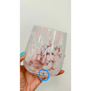 (งานDefect มีรอย) พร้อมส่ง อ่านรายละเอียดก่อนสั่งซื้อ Heart Dot glass แก้วเป่า แก้วลายกระ ความจุ460ml.