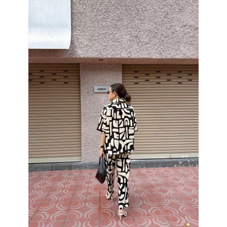 Tropical linen set (เซทลินินปกแหลม) เซทขายาว set oversize setผู้หญิง