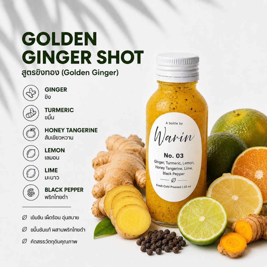 ขิงชอต สูตร 3 Golden Ginger Shot น้ำขิง ขมิ้น พริกไทยดำสกัดสด 100% บูสต์ภูมิคุ้มกัน ต้านอักเสบ ❌ไม่ผสมน้ำ ❌ไม่เติมน้ำตาล
