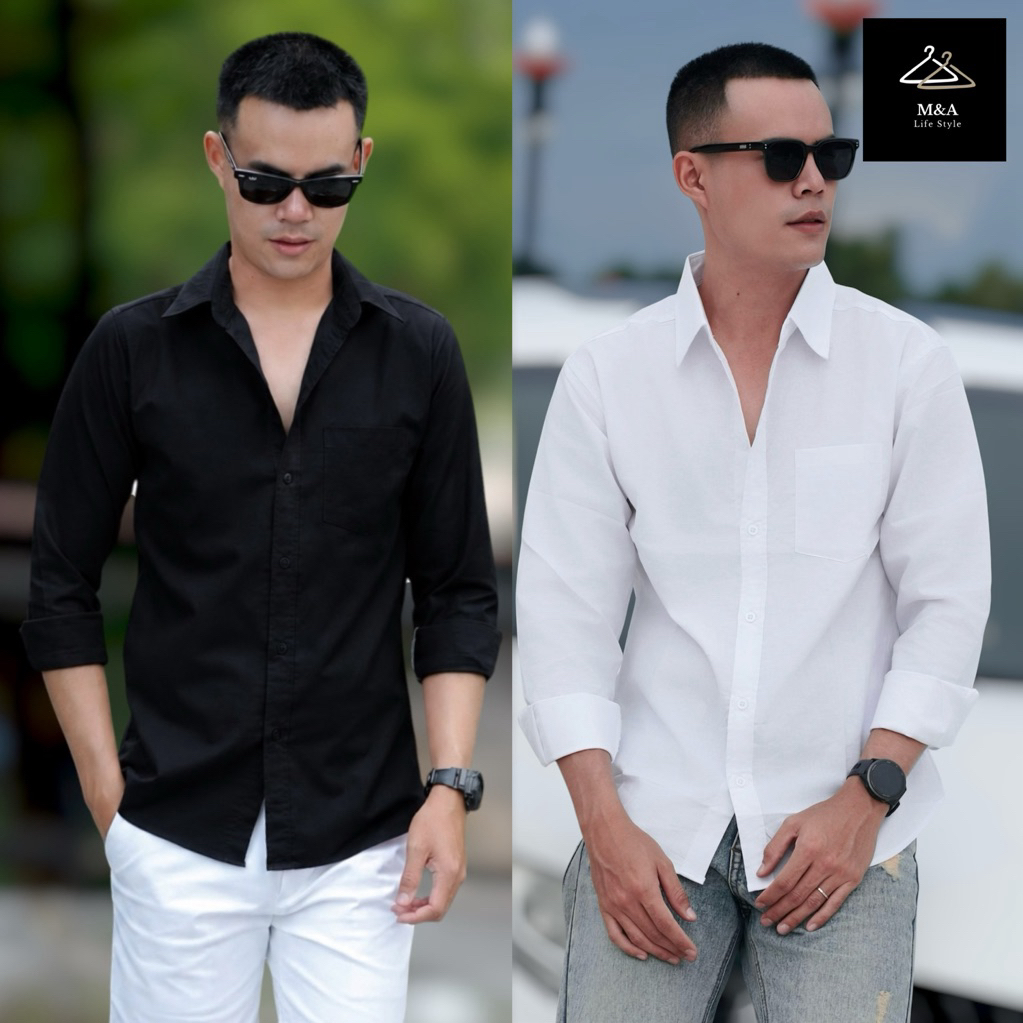 เสื้อเชิ้ตคอปกแขนยาวผู้ชาย M&A LIFE STYLE (Cotton Oxford) คอดตอน ออกฟอร์ด Man Clothing Shirt