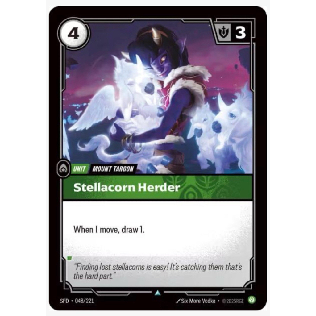 💯 พร้อมส่ง  Stellacorn Herder - Spiritforged (SFD) Riftbound Official TCG Riot TRADING CARD GAME