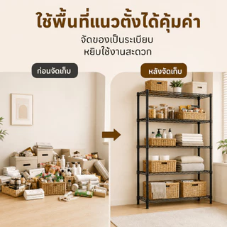 ชั้นวางของเหล็ก 3/4/5ชั้น ชั้นวางของอเนกประสงค์ ปรับระดับได้ ประหยัดพื้นที่ แข็งแรง กันสนิม ใช้ในครัว ห้องนั่งเล่น