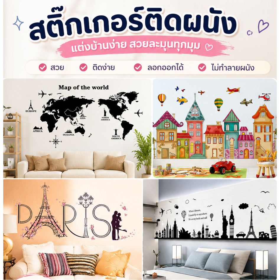 สติ๊กเกอร์ระบบสุริยะ สติกเกอร์แผนที่ อวกาศ ดาวเคราะห์ แต่งโรงเรียน บ้าน ร้านค้า ติดกระจก ส่งจากไทย