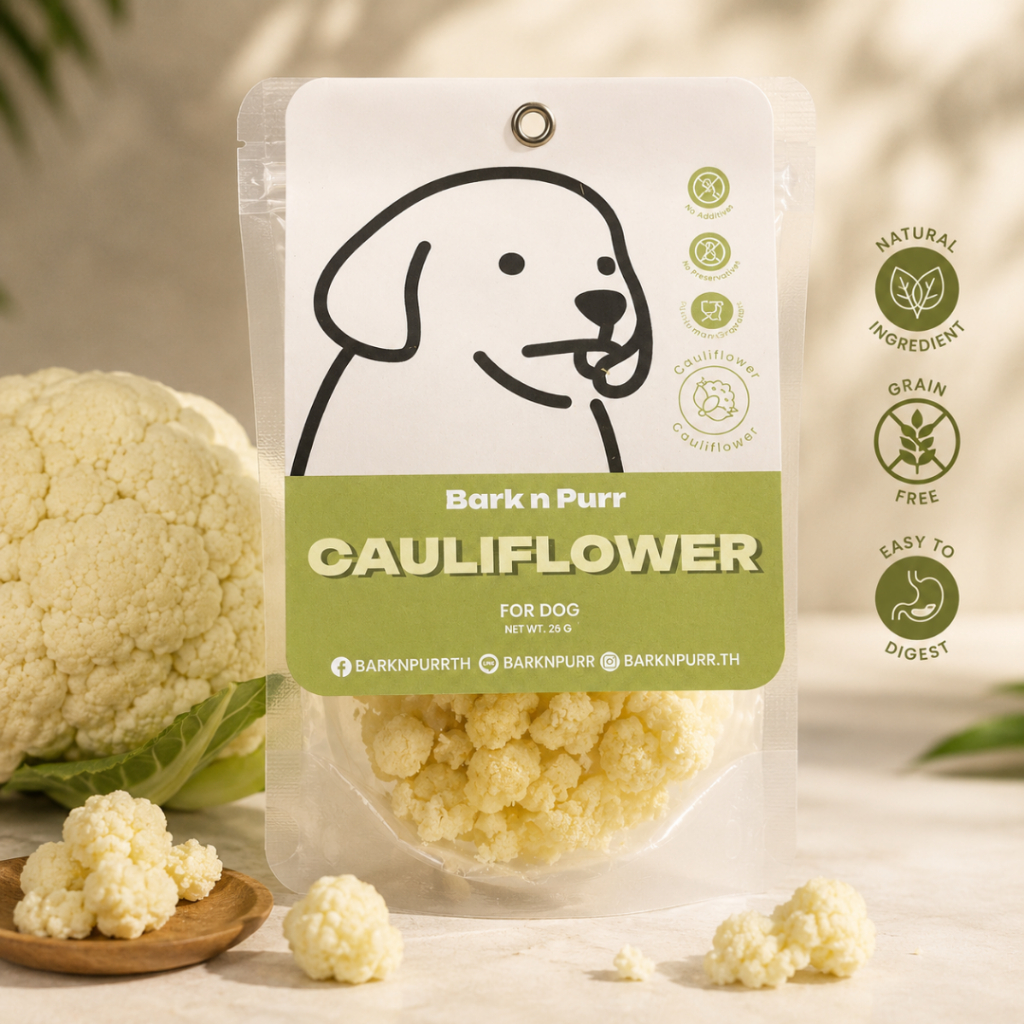 BarknPurr ขนมสุนัขฟรีซดราย ดอกกะหล่ำ Freeze-Dried Cauliflower Dog Treat & Topper Human Grade 26g