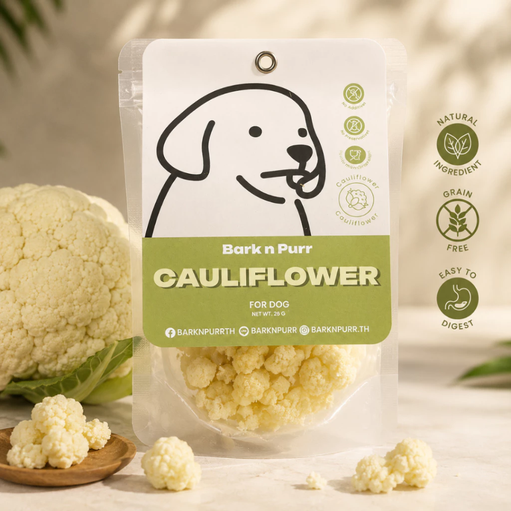BarknPurr ขนมสุนัขฟรีซดราย ดอกกะหล่ำ Freeze-Dried Cauliflower Dog Treat & Topper Human Grade 26g