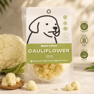BarknPurr ขนมสุนัขฟรีซดราย ดอกกะหล่ำ Freeze-Dried Cauliflower Dog Treat & Topper Human Grade 26g