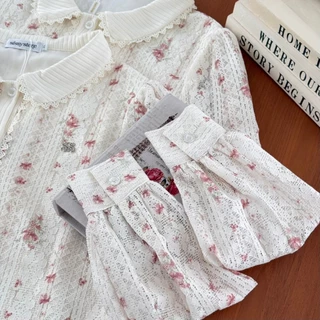 SISSY : Lace Floral Shirt (XS-XXL) เสื้อคอบัวแขนยาวผ้าลูกไม้ มีซับในทั้งตัว ทรงสวย ใส่สบาย
