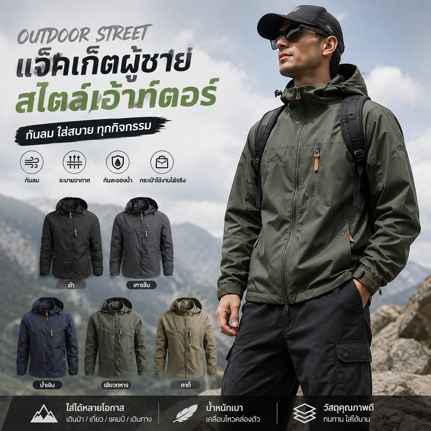 เสื้อแจ็กเก็ตกันลมของผู้ชายเสื้อแจ็คเก็ตมีฮู้ดเสื้อแจ็กเก็ตกีฬากลางแจ้งเสื้อกันลมทันสมัยสำหรับปีนเขา
