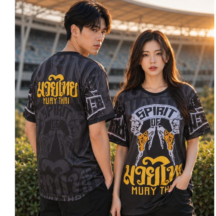 เสื้อยืดลาย มวยไทย Muay Thai 07 สวมใส่สบาย ได้ทุกสภาพอากาศ ผลิตโรงงานไทย
