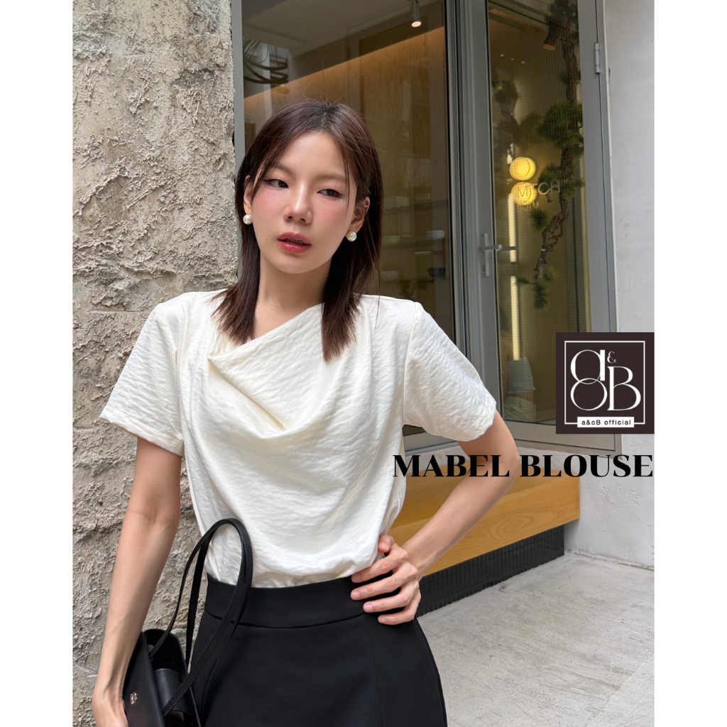 a&oB MABEL BLOUSE (WHITE&BLACK &BLUE)