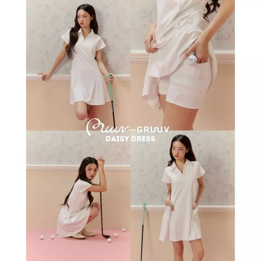 Muuv & Gruuv Daisy Dress เดรสกีฬาแขนสั้นพร้อมกางเกงซับในและชั้นใน