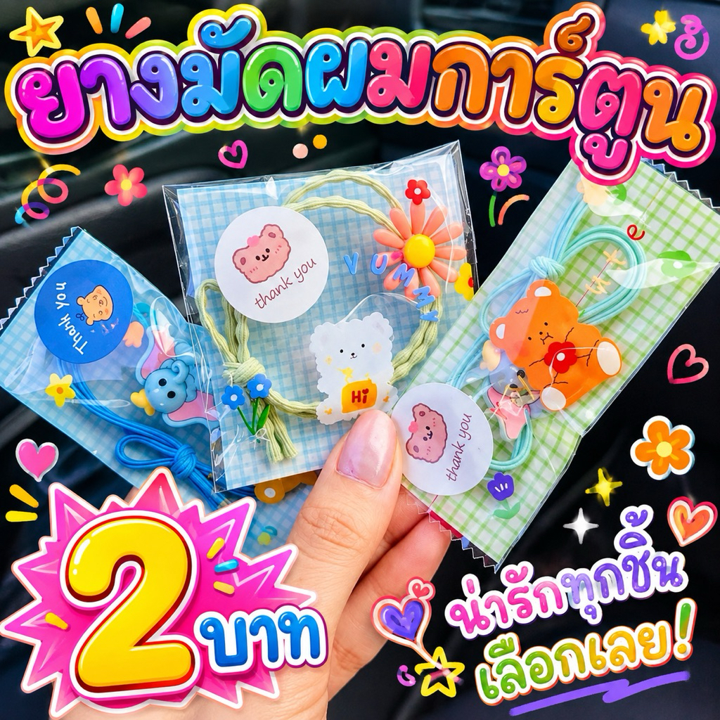 ยางมัดผมการ์ตูน แพ็คตามรูป พร้อมส่ง ยางมัดผมผู้ใหญ่