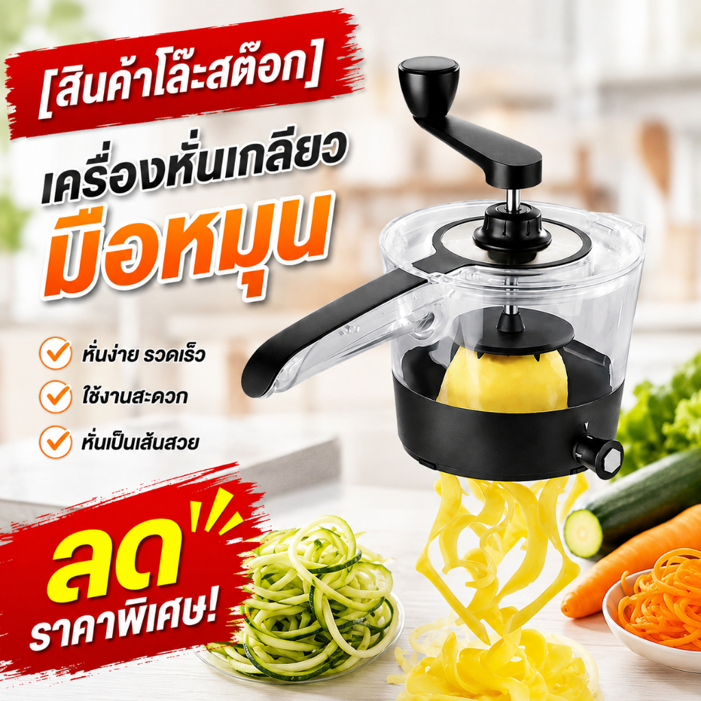 [สินค้าโล๊ะสต๊อก] เครื่องสไลด์ผักผลไม้ ที่สไลด์ผัก แบบมือหมุน
