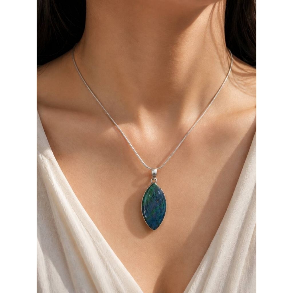 Azurite Pendant in Silver