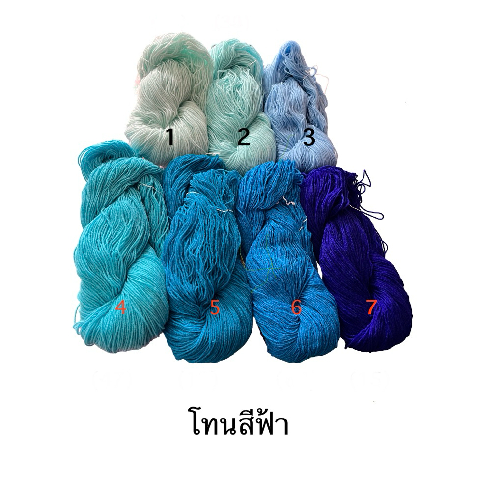 ไหมพรม 3ply ไหมพรมเส้นเล็ก  โทนสีฟ้า
