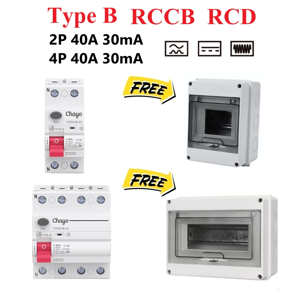 RCCB RCD Type B + MCB เบรคเกอร์กันดูดกันรั่ว ติดตั้งรถไฟฟ้า EV charger Tongou เบรคเกอร์ Type B 2P 4P
