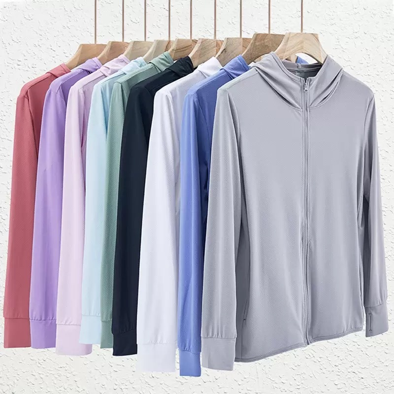 เสื้อกันแดด UPF50+ ผ้าไอซ์ ชุดฤดูร้อน สำหรับผู้ชายและผู้หญิง แบบบางเบา