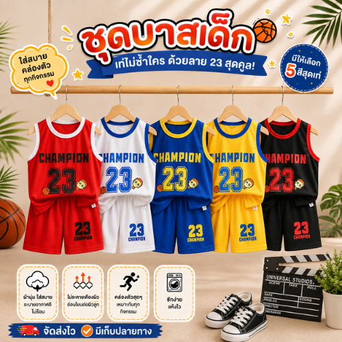 ชุดกีฬาเสื้อกล้ามสำหรับเด็ก เด็กชายและเด็กหญิง ชุดตาข่ายฤดูร้อนแห้งเร็ว ไซส์กลางและใหญ่ เสื้อผ้าเล่น