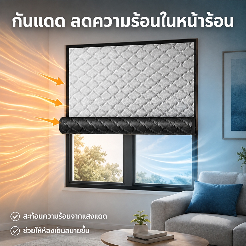 ผ้าม่านผ้าฝ้ายหนากันลมกันความร้อน และฉนวนกันความร้อนได้ 99.99% ห้องนอน ใกล้ถนน ไม่ต้องเจาะ