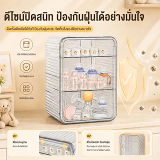 doudou กล่องเก็บขวดนมเด็ก กล่องเก็บของใช้เด็ก ความจุขนาดใหญ่ 4 ชั้น กล่องเก็บของกันฝุ่นพร้อมฝาปิด