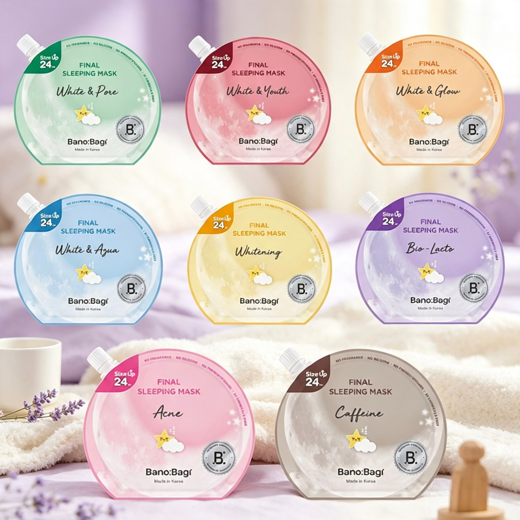 BANOBAGI Final Sleeping Mask (ไฟนอล สลีปปิ้ง มาส์ก) สลีปปิ้งมาสก์คุณหมอ(Acne/Bio-Lacto/Caffeine/Whitening)