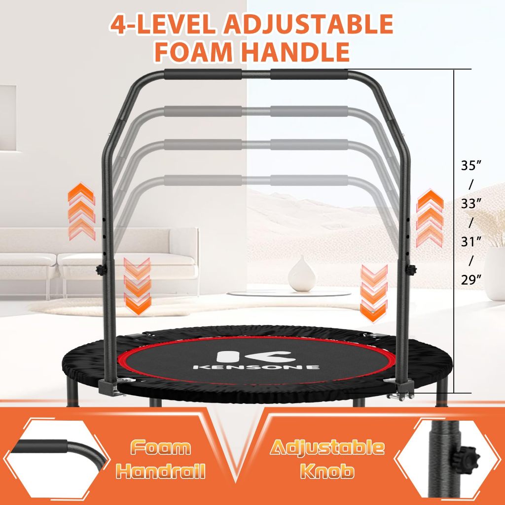 แทมโพลีน เทมโพลีน แทรมโพลีน 40/48 นิ้ว Trampoline สปริงบอร์ดกระโดด พับเก็บได้เล็ก พร้อมที่จับทรงตัว เตียงกระโดด